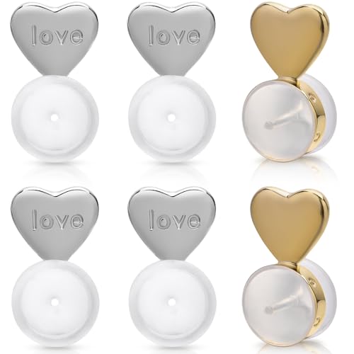 Silicone Earring Lifters for Droopy Ears and Heavy Earrings White Gold