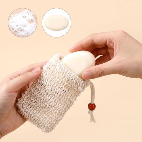 Trinkrittey 4pcs Sisal Soap Bag Exfoliating Mesh Saver Pouch