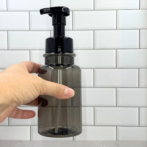 Bottiful Home 14 oz Foaming Soap Dispenser - Durable PET Plastic (Gray/Black)
