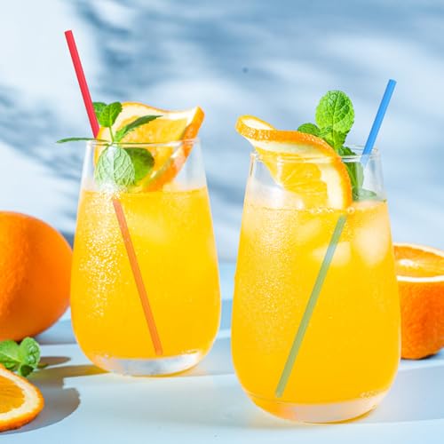 100 Pcs Extra Long Colorful Disposable Plastic Straws - 10.2"