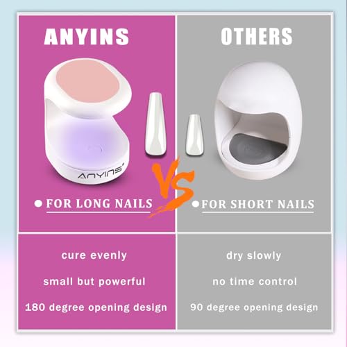 ANYINS 16W Portable Mini UV LED Nail Lamp for Gel Polish & Quick Repairs