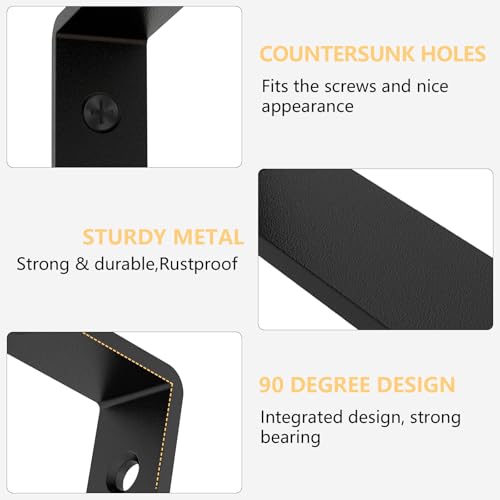 LSK 5x2 Inch Black L Bracket - 6 Pack Shelf Support, 42lb Load