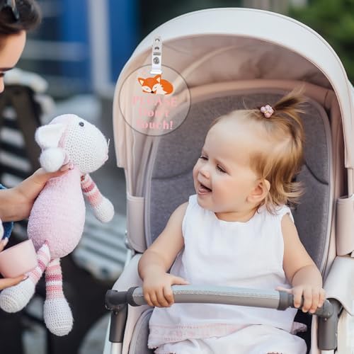 No Touching Baby Sign - 2 Pack Acrylic Stroller Tags with Clips