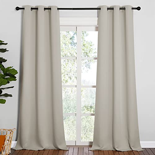 NICETOWN Blackout Curtains 42x90 Inch, Natural Room Darkening Panels (Set of 2)