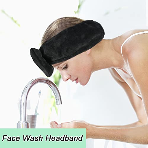 Shintop Soft Coral Fleece Spa Headband with Cute Bow for Face Wash