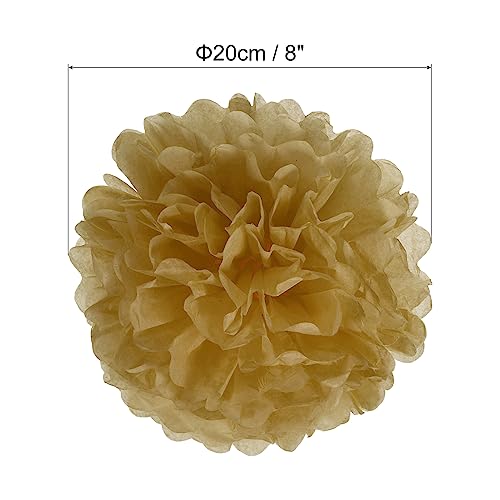 Khaki Tissue Pom Poms - 8 Inch Paper Flower Balls (5 Pack) for Party Decor