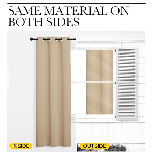 NICETOWN Room Darkening Curtain Panel, 34x72 inch, Biscotti Beige