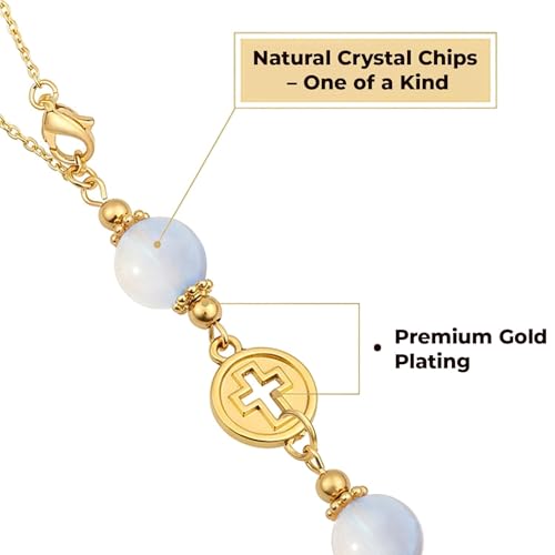 Heran Crystal Cross Car Rear View Mirror Ornament - Moonlight Blue