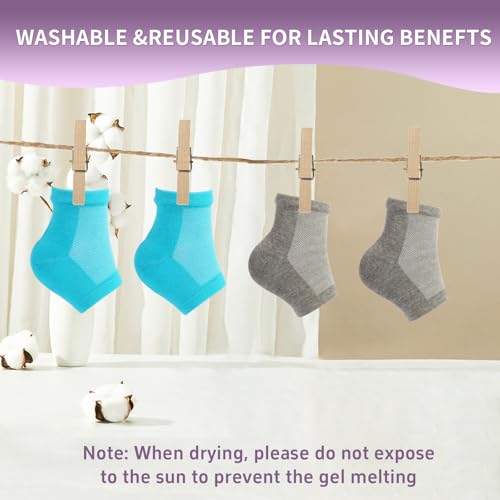 Silicone Gel Heel Socks for Dry Cracked Feet 2 Pairs Moisturizing