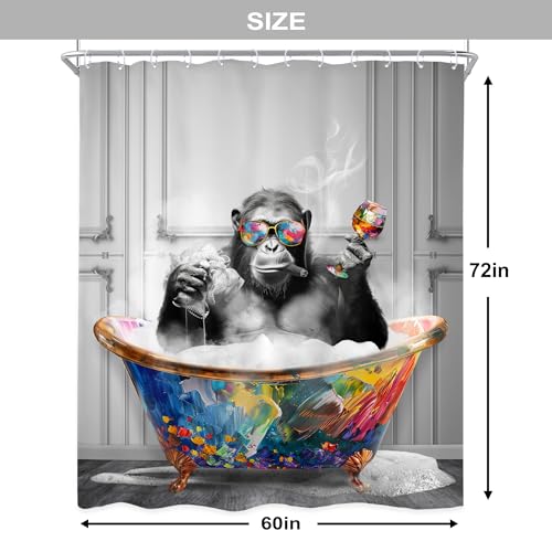Funny Monkey Chimpanzee Shower Curtain Set - 60x72 inches