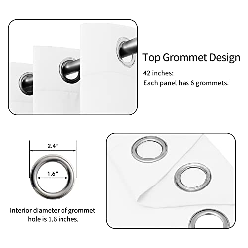 Easy-Going White Thermal Grommet Curtains, 2 Panels 42x54 in
