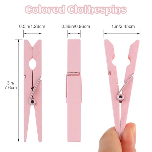 Phinus 72 Pcs Wooden Clothespins - 2.9 Inch Heavy Duty Pastel Clothes Pins