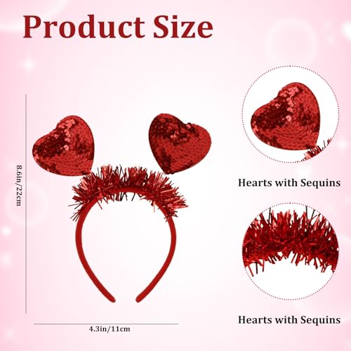 Valentines Day Heart Headband and Heart Sunglasses Set Red Accessories