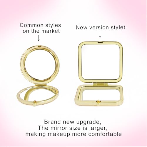 GLINTZ Compact Vanity Mirror Gold - Double-Sided Portable Pocket Makeup Mirror