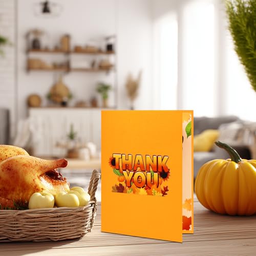Thank You Pop Up Card with Pumpkins & Maple Leaves - 3D Design