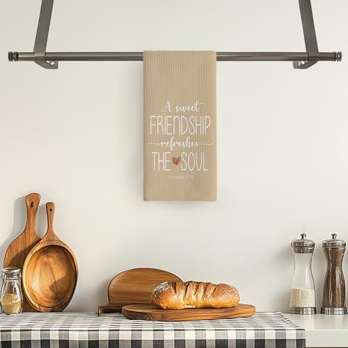 Friend Gifts Kitchen Towels 16x24 Inches Light Beige - Faith & Friendship Decor