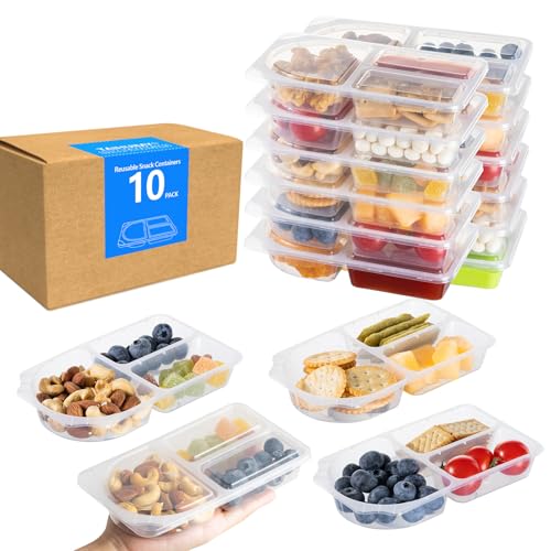 9oz Reusable Snack Containers with Lids – 3 Compartment for Kids