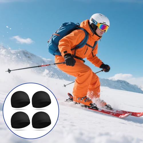 4 Pcs Wave Cap,Polyester Silk Skull Cap Breathable Helmet Liner Wave Caps for 360 540 723 Waves,Black