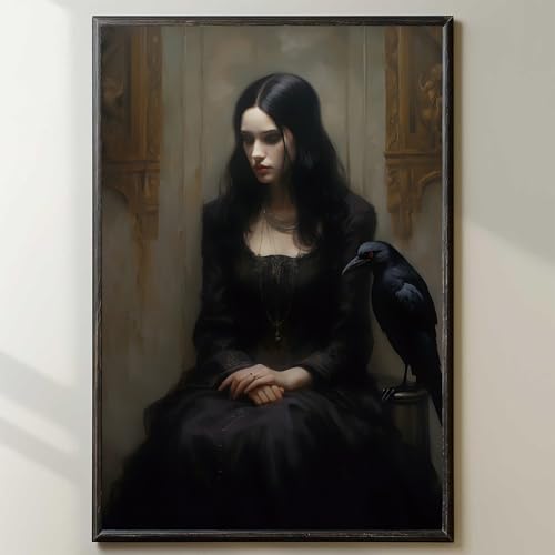 Gothic Witch Wall Art - Vintage Dark Academia Canvas 16x24