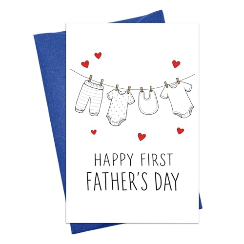 First Father's Day Card for New Dad with Envelope - Cute Design