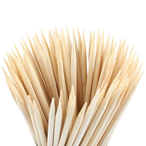 Natural Bamboo Skewers - 100 Pack 8-Inch BBQ Sticks