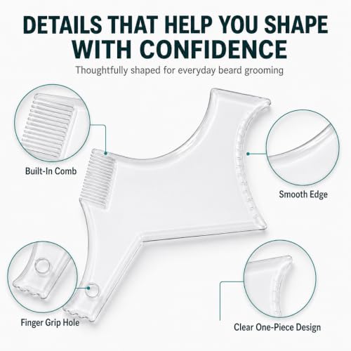 Ryidkcs Beard Shaping Tool and Template Comb for Men Grooming