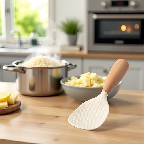 Silicone Rice Serving Spoon, Standing Anti-Scalding Rice Paddle