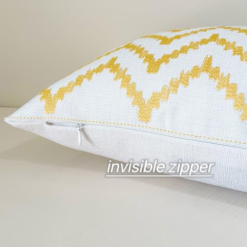 Slow Cow Embroidered Lumbar Pillow Cover 12x24 Inch - Yellow Gold Mountain
