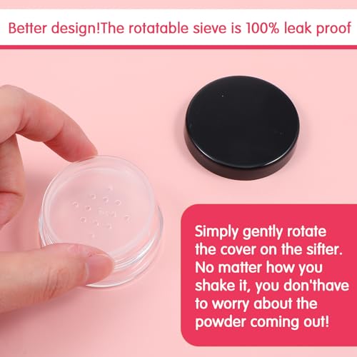 Jxiwfvl 4 PCS Empty Loose Powder Containers 10ml Refillable Travel Makeup Compact with Sifter