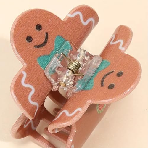 LETSWIN Gingerbread Man Hair Claw Clip Cute Christmas Acrylic Jaw Clip