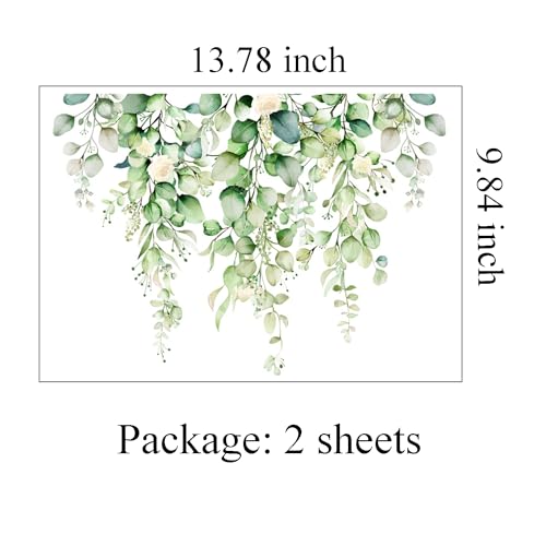 SEIHDHIK Green Plants Toilet Stickers 2 Sheets Leaves Flowers Bathroom Wall Decals