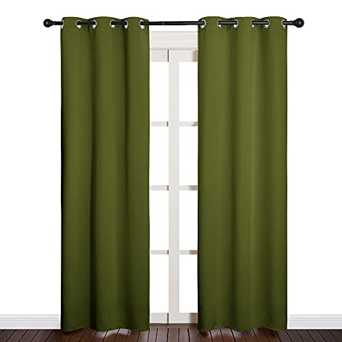 NICETOWN Olive Green Blackout Curtains - 34"W x 84"L, 2-Panel Grommet Set