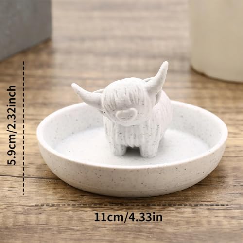 Highland Cow Ring Holder Jewelry Dish - Cute Farmhouse Decor Gift for Women