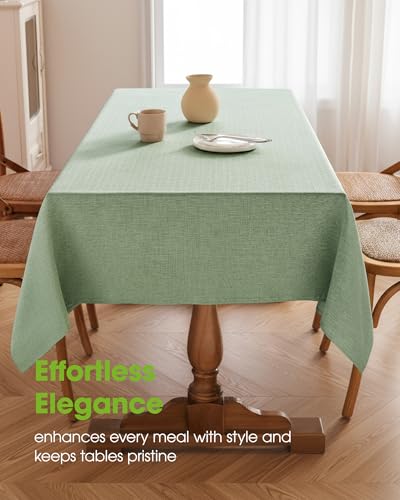 Pureegg Waterproof Sage Green Tablecloth - 52 x 70 Inch, Stain-Resistant & Wrinkle-Free for Dining and Events