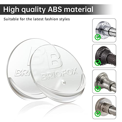 BRIOFOX Transparent Shower Curtain Rod Holder | 3M Adhesive, Waterproof, 60 lbs Max Load, 2 Pack