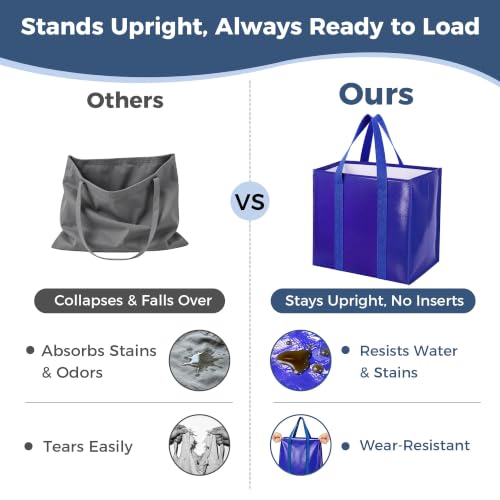 WISELIFE Reusable Grocery Bags - 33L Foldable & Waterproof Shopping Totes