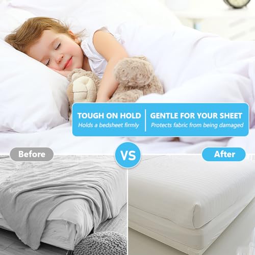 Adjustable Bed Sheet Fastener Kit with Non-Slip Clips - 6 Clips for All Mattress Sizes