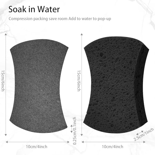 Black Heavy Duty Non-Scratch Cellulose Scrub Sponges - 6 Pack