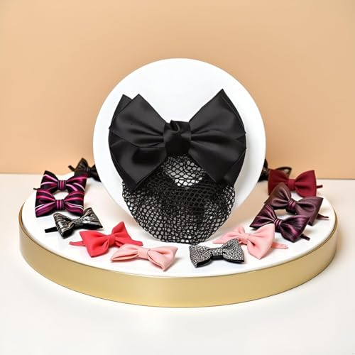 Mozff Bowknot Hair Bun Net Clip Occupational Snood for Dance and Work