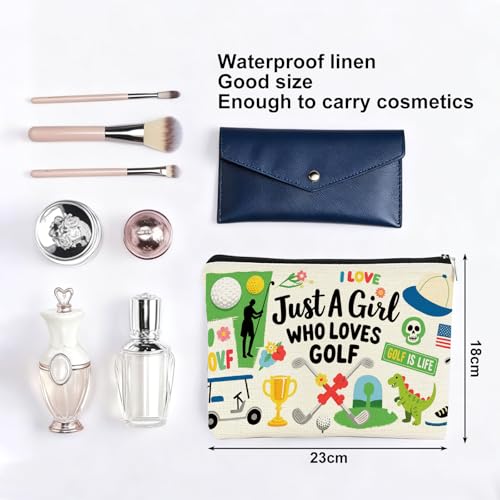 Golf Makeup Bag Canvas Cosmetic Pouch Golf Gifts for Women