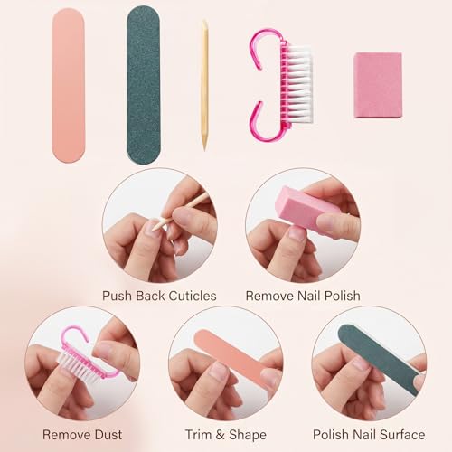 5-Set Disposable Manicure Prep Kit Pink Portable Travel Nail Tools