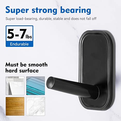 INNPLUS 6-Pack Self-Adhesive Wall Hooks - Heavy Duty, Black