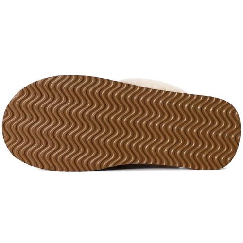 Fuzzy Memory Foam Slippers for Women Indoor Outdoor House Shoes - Platform Brown 8