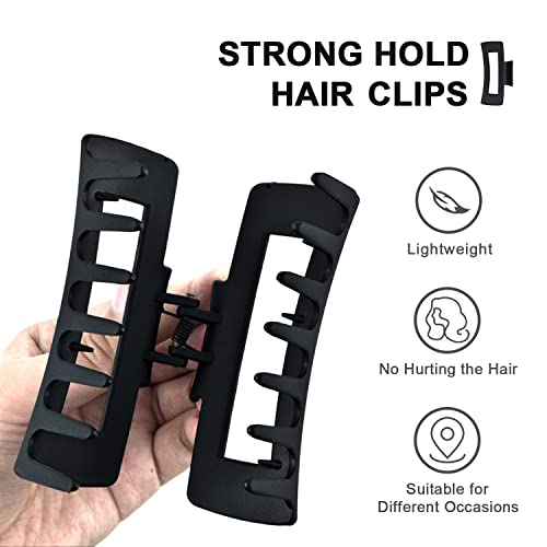 MAORULU Large Hair Claw Clip for Thick Hair - Matte Black Jaw Clip