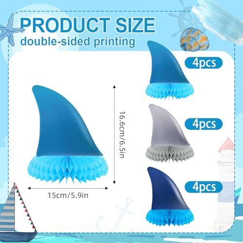 12 Pcs Shark Birthday Party Decoration Favors Fin Honeycomb