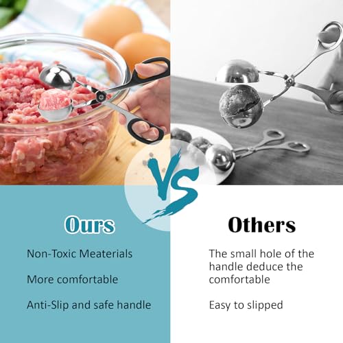 AHIER 2PCS Black Non-Stick Meatball Maker with Detachable Handles