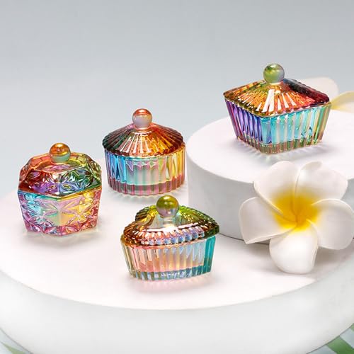 MOIBASE Heart-Shaped Glass Dappen Dish with Lid for Acrylic Liquid Powder