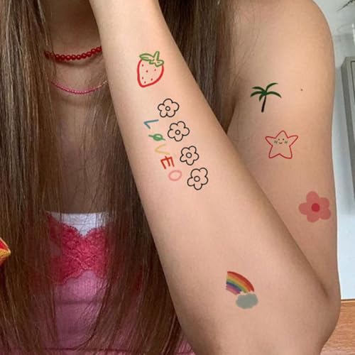 Funtattoo Kids Temporary Tattoos 100 Pcs Realistic Cartoon Waterproof Fake Body Art