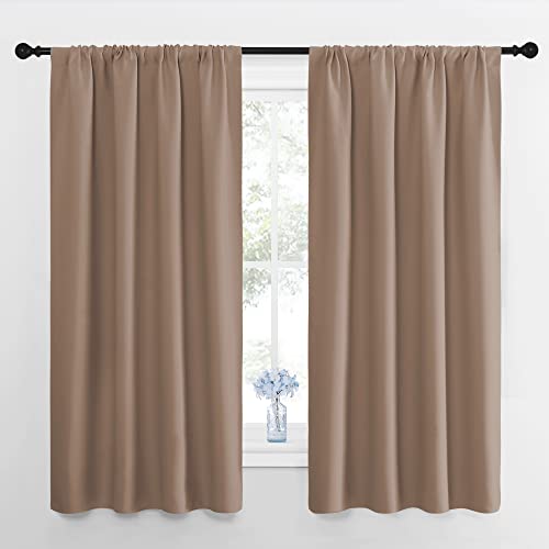 NICETOWN Cappuccino Blackout Curtains 42 x 63 Inches, Pack of 2, Room Darkening Drapes