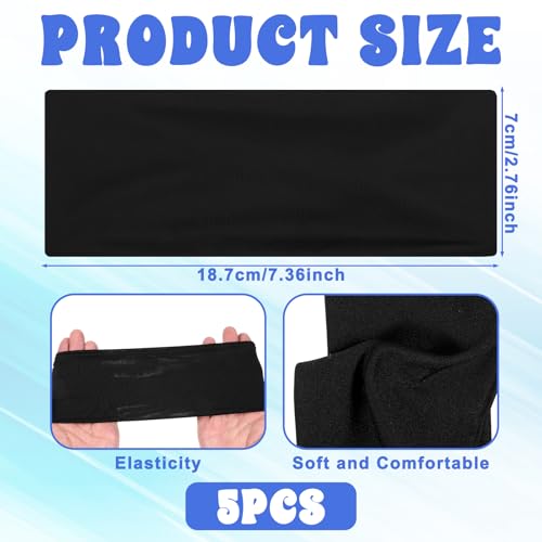5 Pcs Sports Headbands, Elastic Soccer Headbands Boys Sports Sweatbands Breathable Sweat Wicking Headband for Football Running Basketball Tennis